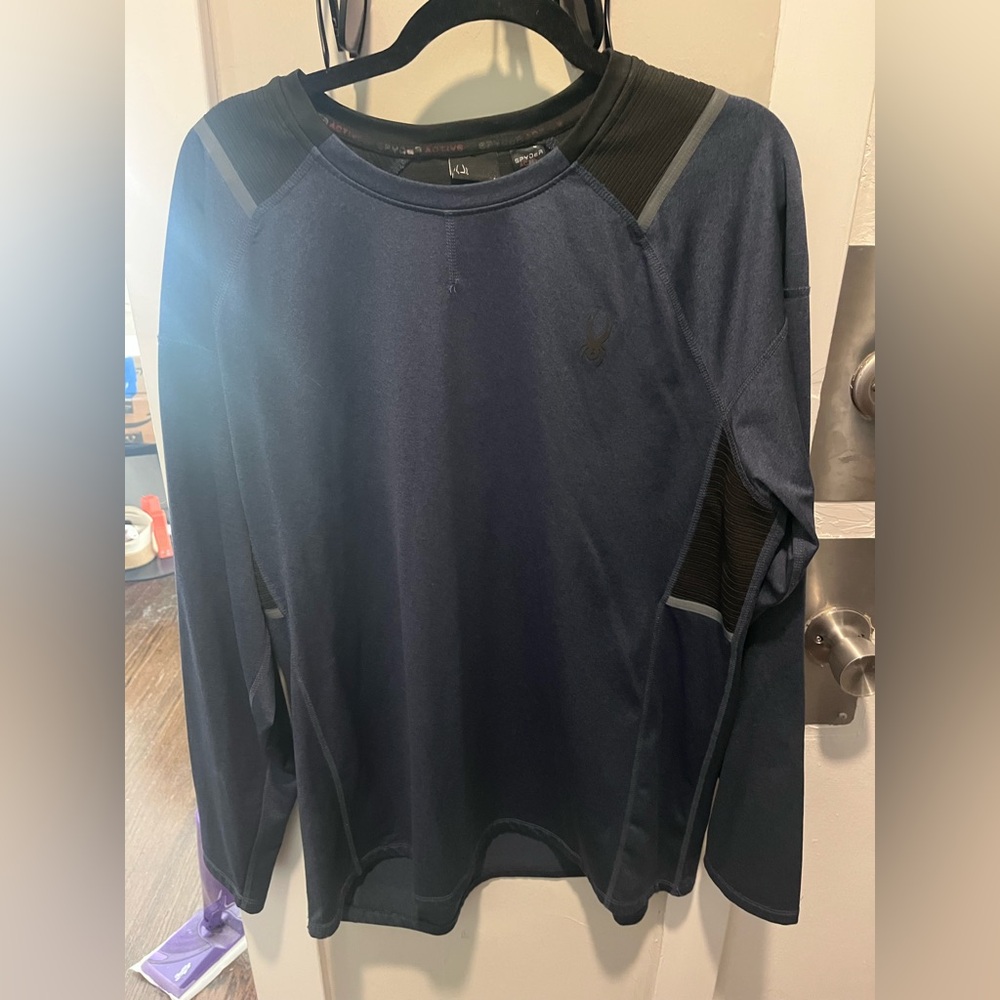Black and Navy Long Sleeve Athletic Shirt- Spyder Active